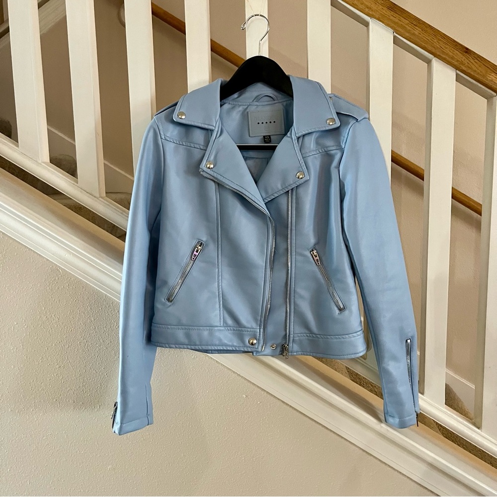 Blank NYC Light Blue Leather Jacket